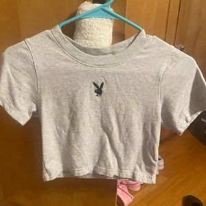 Playboy by pacsun classic cropped grey shirt